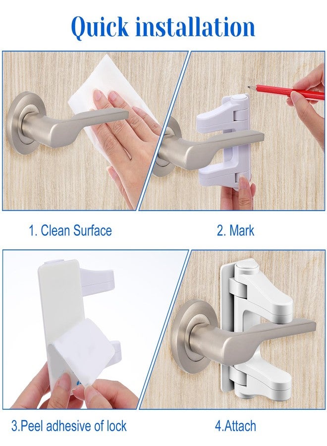 XLIUAX 2 Pack Child Proof Door Lock, Door Handle Baby Proof Doors Locks for Kids Safety Child Doors Knob Covers Lever Lock with Adhesive Backing Prevents Toddlers from Opening White - Image 4